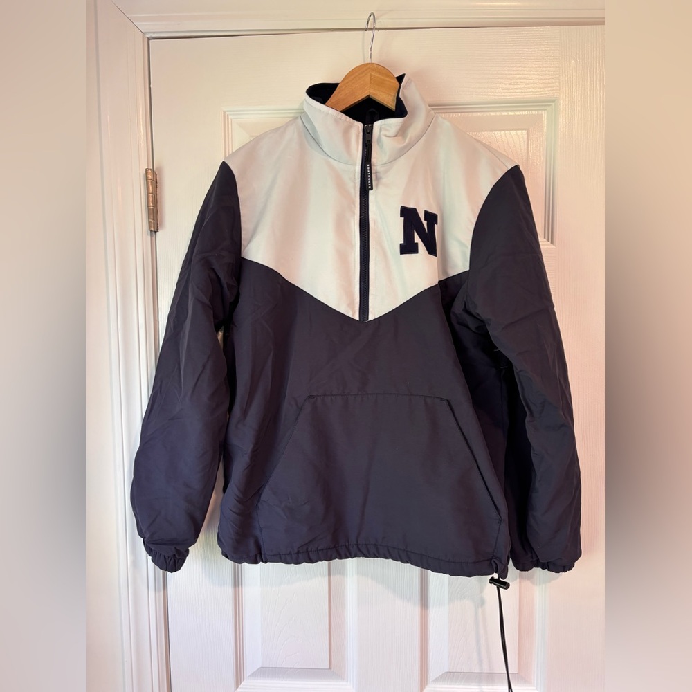 Boathouse "Nighthawks" navy and white color-block windbreaker pullover jacket M